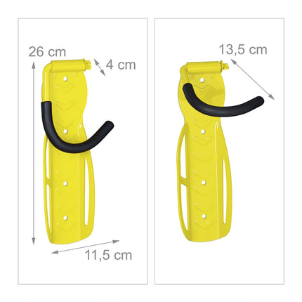Gelber Fahrradhalter Wand 2er Set