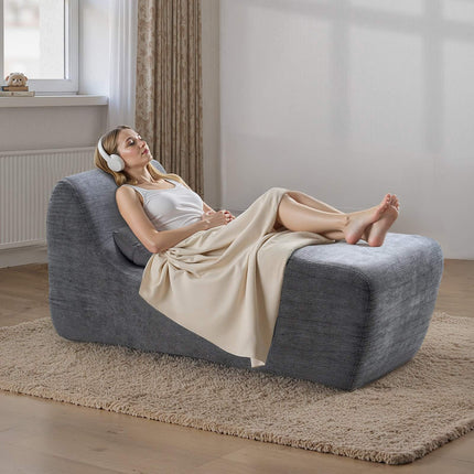 Yoga Chaise Lounge Chair, Curved Foam, Gray, No Assembly