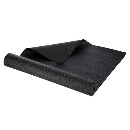 Yoga Mat, Black, Non-Slip, 6mm Thickness
