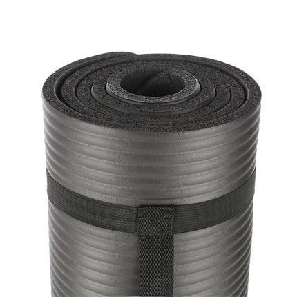 Yoga Mat, Non-Slip, Black, 12  mm Thickness