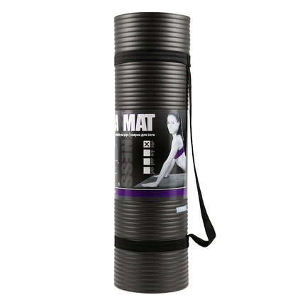 Yoga Mat, Non-Slip, Black, 12  mm Thickness