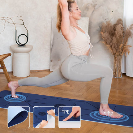 Yoga Mat TPE, Dark Blue, Non-Slip, 10mm Thick