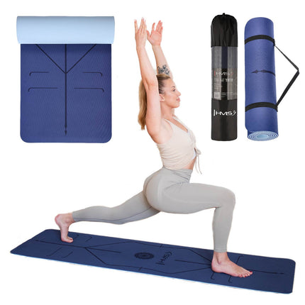 Yoga Mat TPE, Dark Blue, Non-Slip, 10mm Thick