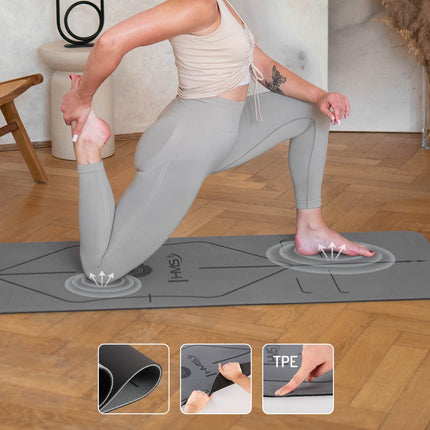 Yoga-Set – graue TPE-Matte, Block, Gurt