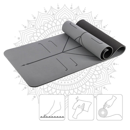 Yoga-Set – graue TPE-Matte, Block, Gurt