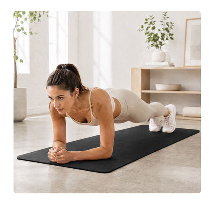 Yoga and Pilates Mat 5 mm with Carrying Strap, 68 x 183 cm, Black