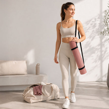 Yoga and Pilates Mat 5 mm with Carrying Strap, 68 x 183 cm, Pink