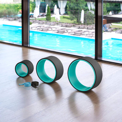 Yoga wheel set of 3 with 2 yoga bands