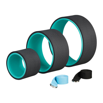 Yoga wheel set of 3 with 2 yoga bands