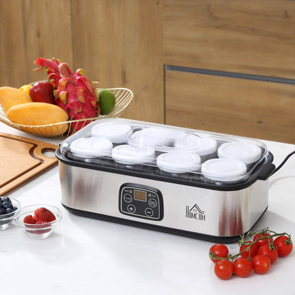 Yogurt machine 25W with LCD, 8 jars and adjustable temperature