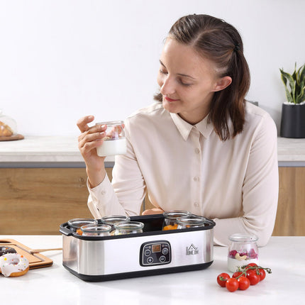 Yogurt machine 25W with LCD, 8 jars and adjustable temperature