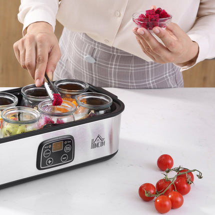 Yogurt machine 25W with LCD, 8 jars and adjustable temperature