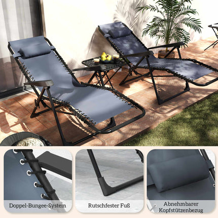 Zero Gravity Chair Set with Table, Adjustable Recline