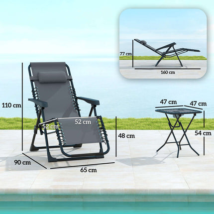 Zero Gravity Chair Set with Table, Adjustable Recline