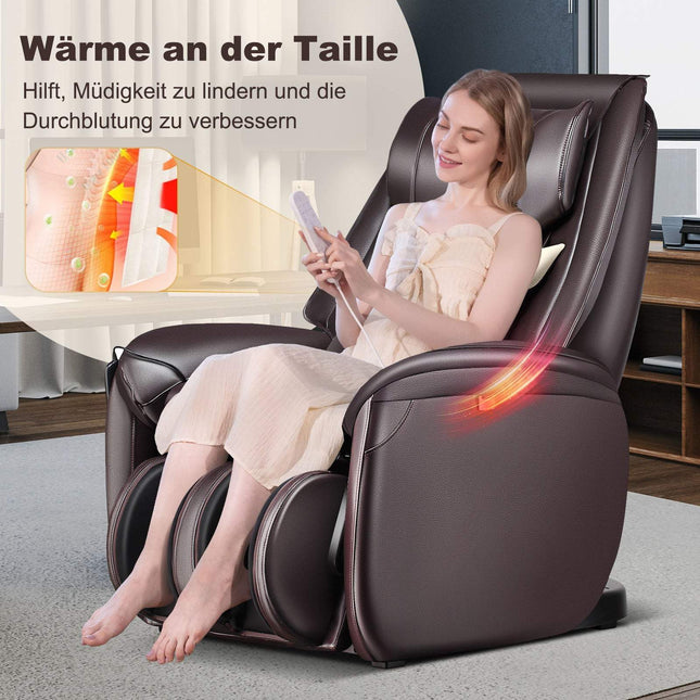 Zero-Gravity-Ganzkörpermassagesessel mit Wärmefunktion, Braun