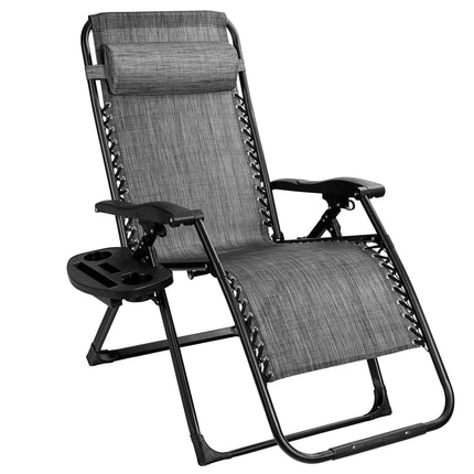 Zero Gravity Lounge Chair with Cup Holder, 500 lb, Gray