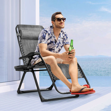 Zero Gravity Lounge Chair with Cup Holder, 500 lb, Gray
