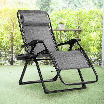 Zero Gravity Lounge Chair with Cup Holder, 500 lb, Gray