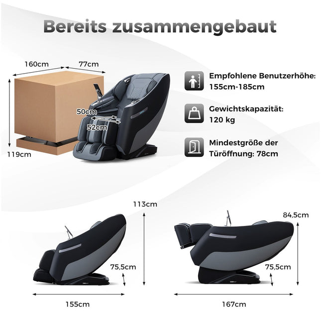 Zero Gravity SL-Track Massagesessel mit Wärme- und Luftmassage