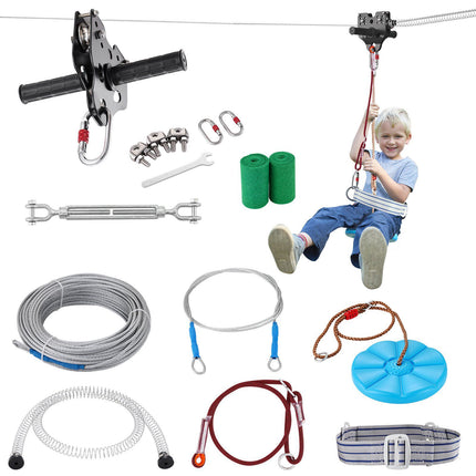 Zip Line Kit 36.6 m, 226.8 kg Capacity, Seat and Harness