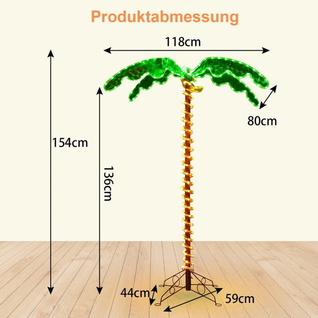 künstliche Leuchtpalme mit LED-Lichtern klappbarer Fuß LED-Palme 118 x 80 x 154 cm