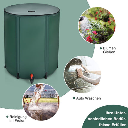 Baril de pluie pliable pour le stockage de l'eau 60 cm x 60 cm x 80 cm vert foncé