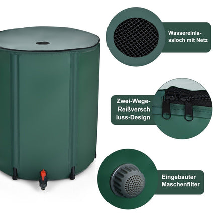 Baril de pluie pliable pour le stockage de l'eau 60 cm x 60 cm x 80 cm vert foncé