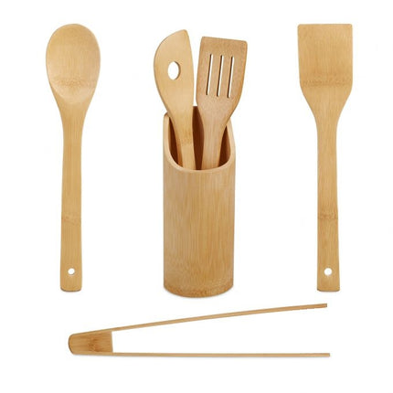 ensemble d'ustensiles de cuisine en 6 pièces en bambou