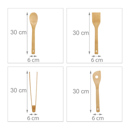 ensemble d'ustensiles de cuisine en 6 pièces en bambou