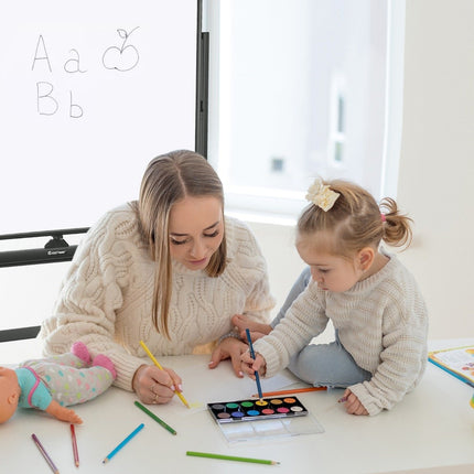 mobiles magnetisches großes Wende-Whiteboard 360° drehbar 90 x 120 cm schwarz + weiß
