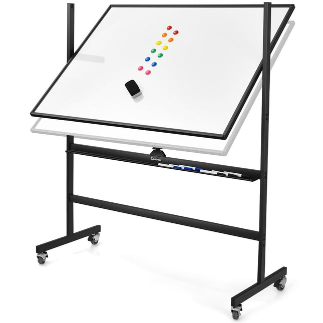 mobiles magnetisches großes Wende-Whiteboard 360° drehbar 90 x 120 cm schwarz + weiß