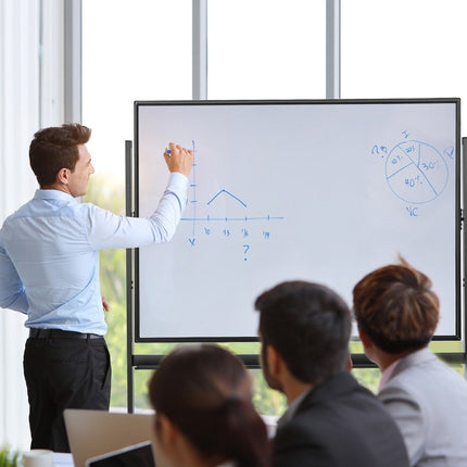 mobiles magnetisches großes Wende-Whiteboard 360° drehbar 90 x 120 cm schwarz + weiß
