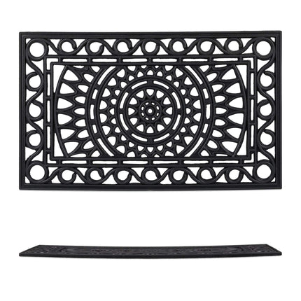 rectangular iron look rubber door mat