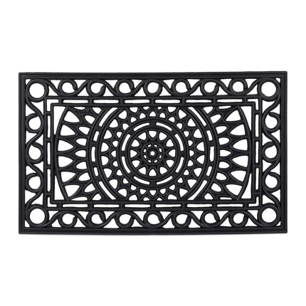 rectangular iron look rubber door mat