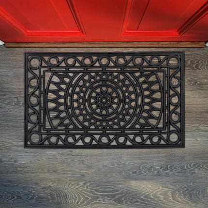 rectangular iron look rubber door mat