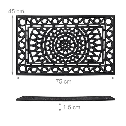 rectangular iron look rubber door mat