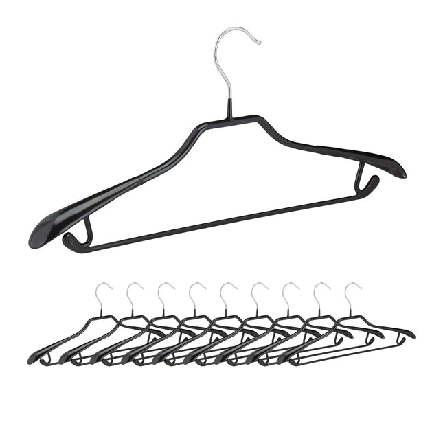 set of 10 black suit hangers with anti-slip