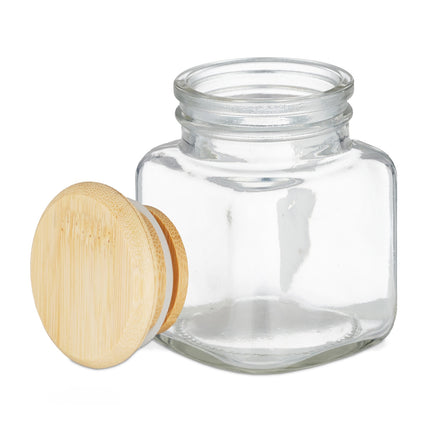 set of 16 spice jars square bamboo