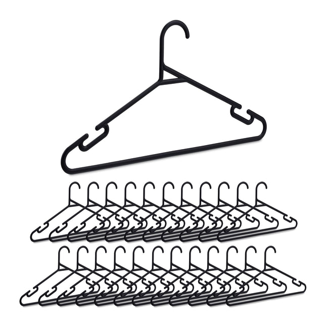 set of 24 coat hangers in black plastic