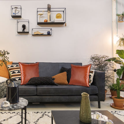 set of 2 cushions in leather look