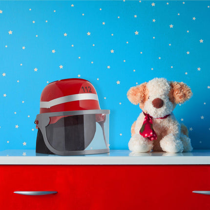 set of 2 firefighter helmets for children in red