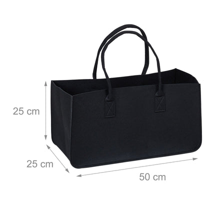 set of 2 firewood sacks made of felt Black