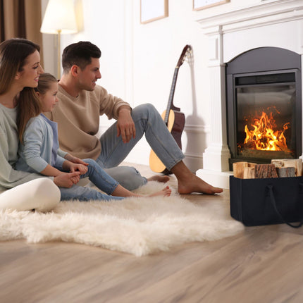 set of 2 firewood sacks made of felt Black