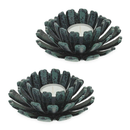 Set mit 2 Teelichthaltern in Blumenform