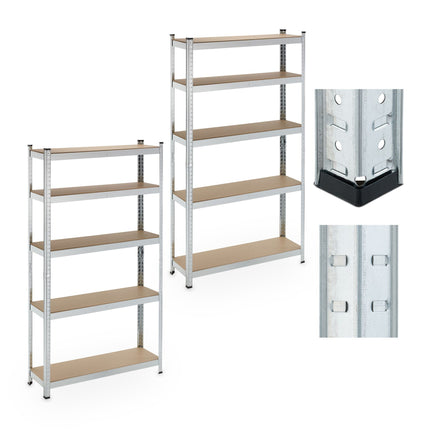 set of 2 sturdy shelves with 5 levels