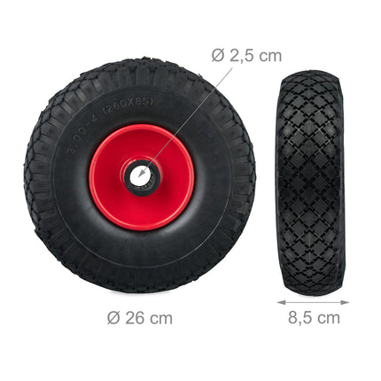 2er-Set Räder für Sackkarre 3.00-4 Vollgummi