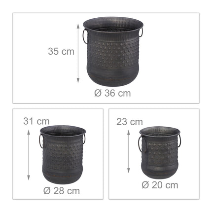 Set mit 3 antiken Blumentöpfen