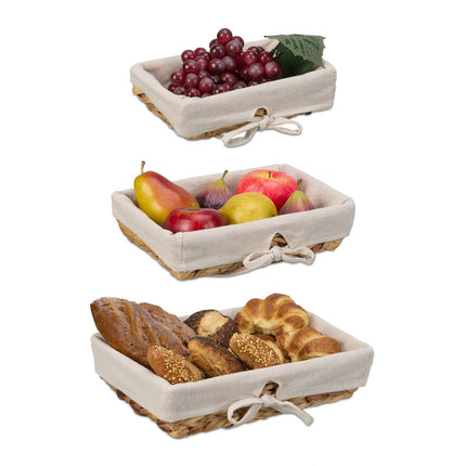 set of 3 bread baskets with fabric insert