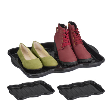 3er Set Abtropfschalen für 2 Paar Schuhe