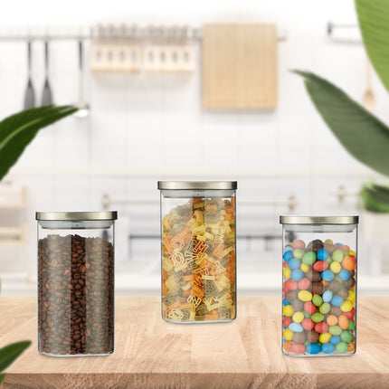 lot de 3 bocaux de conservation avec couvercles 1200 ml